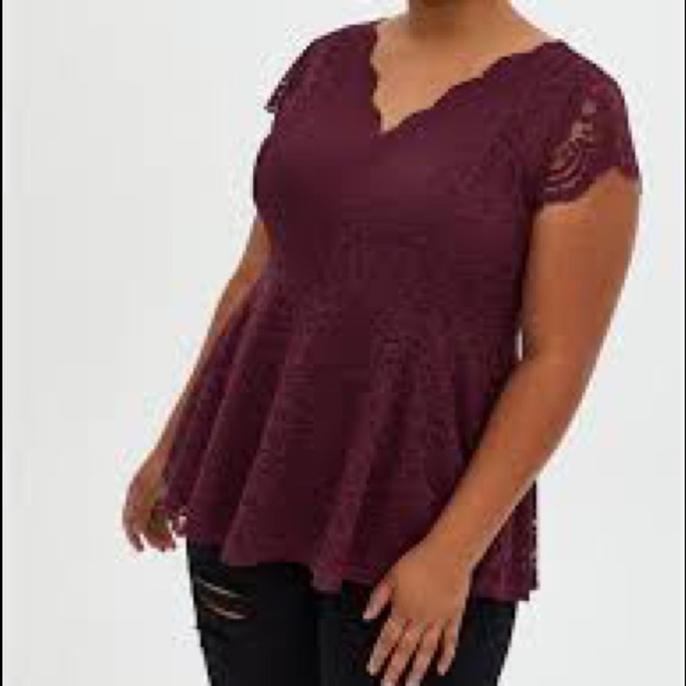 Torrid beautiful Burgundy lace peplum top!